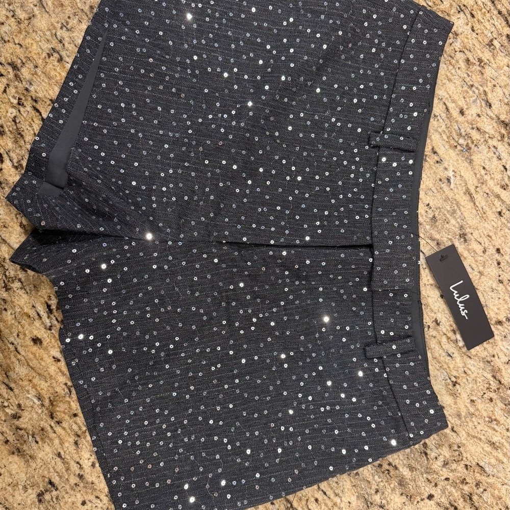 Caria Dark Grey Sequin Mid-Rise Micro Shorts - Picture 5 of 6